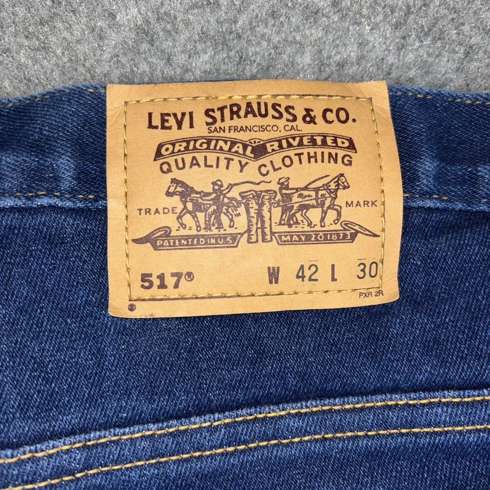 Levi's 517 Bootcut Jeans Mens 42x30 Dark Wash Western Blue Denim Casual Work EUC